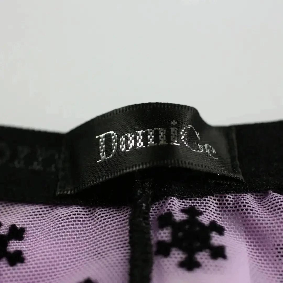 DomiGe Mesh Briefs Velvet Sheer Male Skulls Print Sexy Underwear