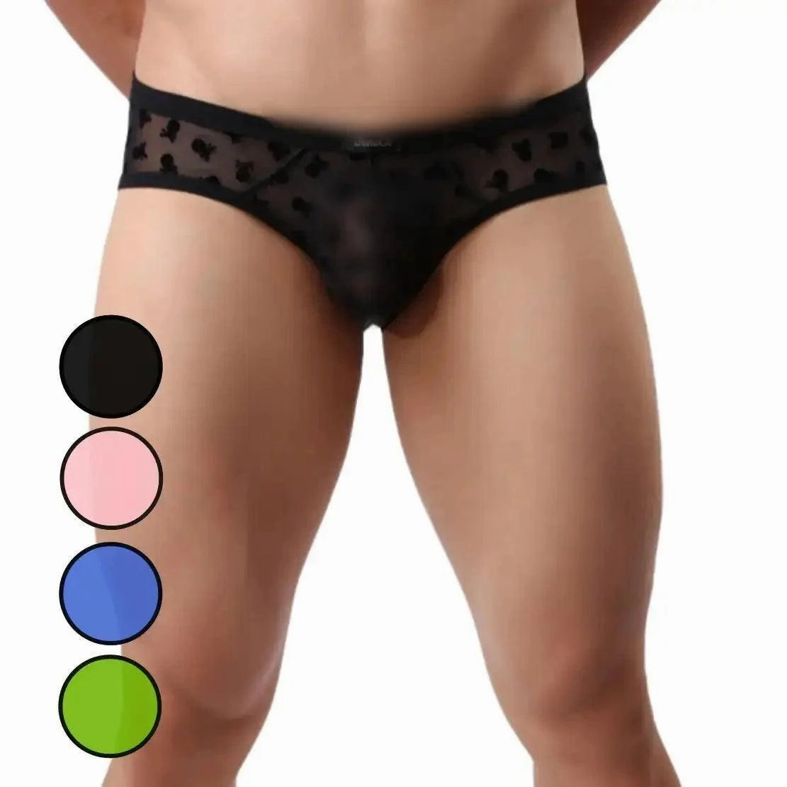 DomiGe Mesh Briefs Velvet Sheer Male Skulls Print Sexy Underwear