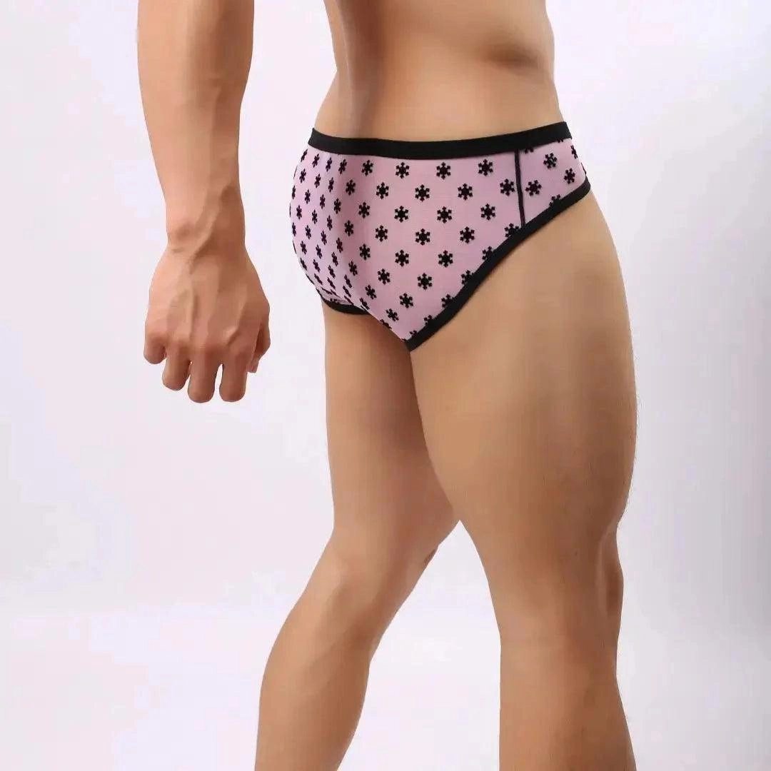 DomiGe Mesh Briefs Velvet Sheer Male Skulls Print Sexy Underwear