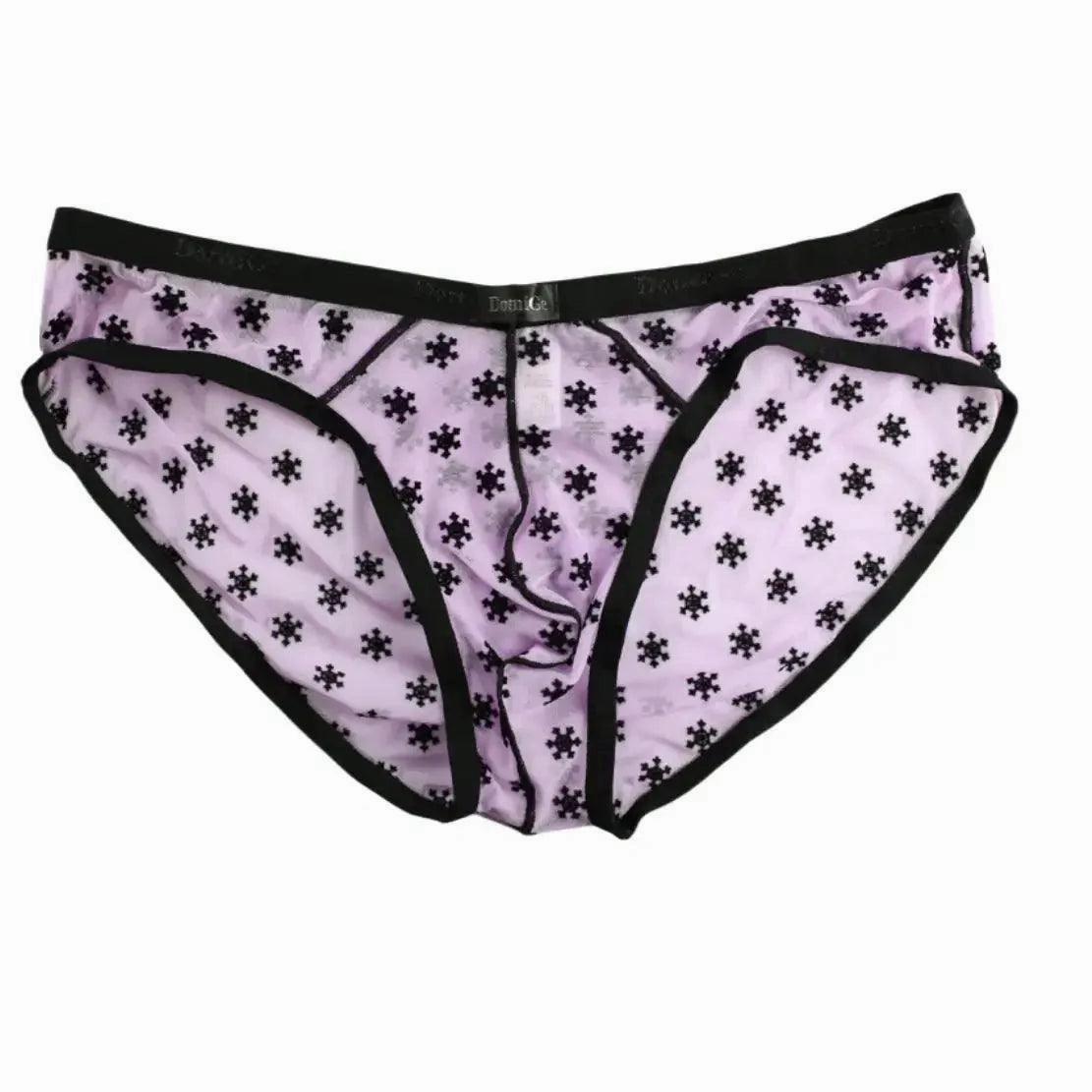 DomiGe Mesh Briefs Velvet Sheer Male Skulls Print Sexy Underwear