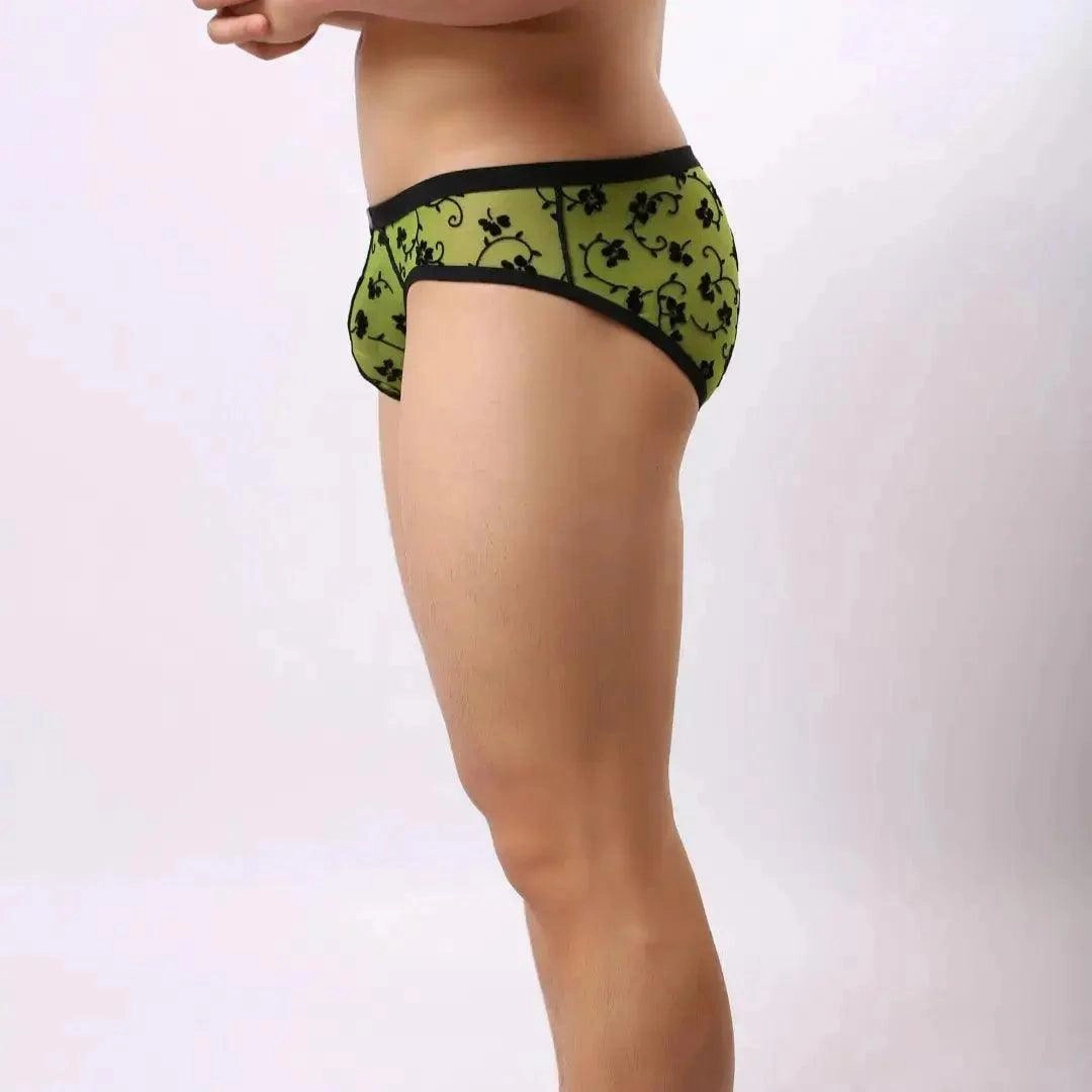 DomiGe Mesh Briefs Velvet Sheer Male Skulls Print Sexy Underwear