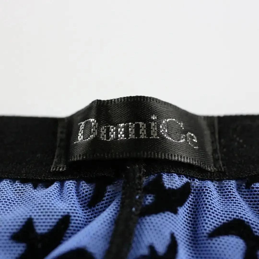 DomiGe Mesh Briefs Velvet Sheer Male Skulls Print Sexy Underwear