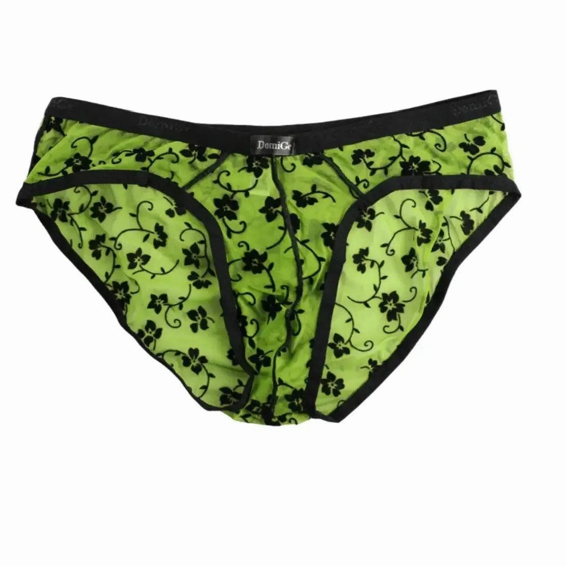 DomiGe Mesh Briefs Velvet Sheer Male Skulls Print Sexy Underwear