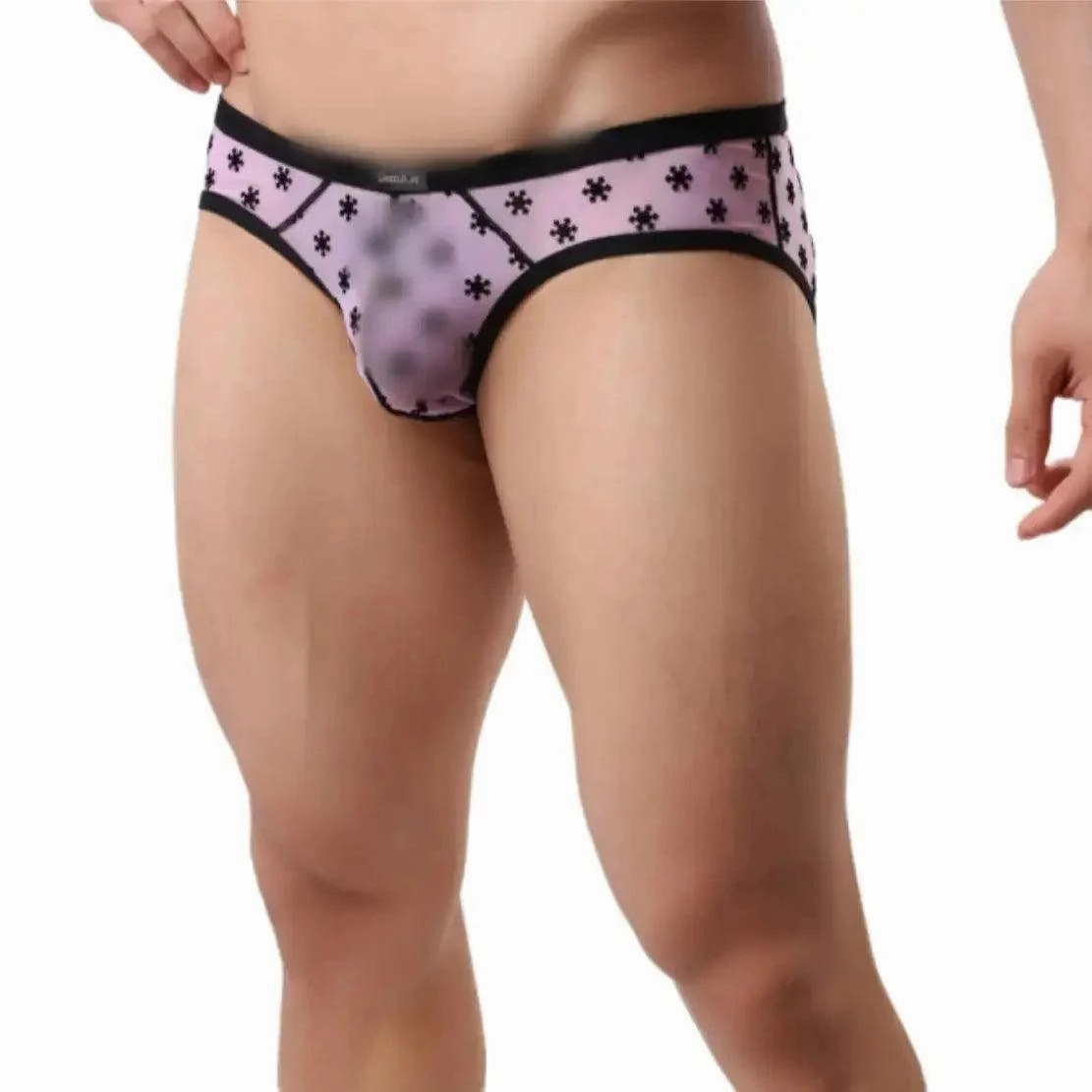DomiGe Mesh Briefs Velvet Sheer Male Skulls Print Sexy Underwear