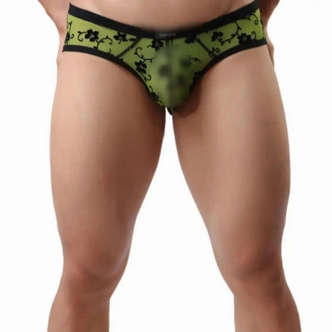 DomiGe Mesh Briefs Velvet Sheer Male Skulls Print Sexy Underwear