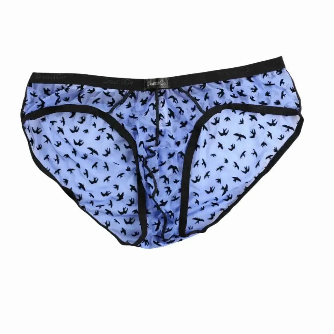 DomiGe Mesh Briefs Velvet Sheer Male Skulls Print Sexy Underwear