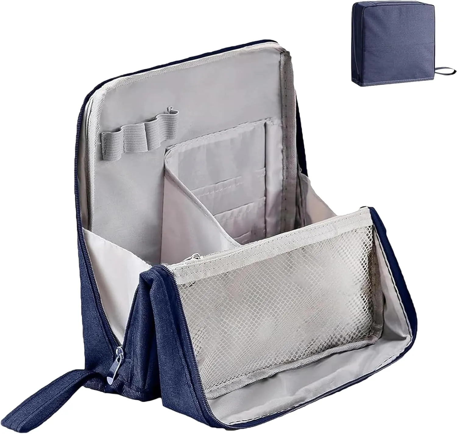 Doresty Makeup Bag, Doresty Standing Makeup Bag – Portable, Large Capacity, Waterproof, Multi-purpose Large Capacity Oxford Cloth Standing MakeupBag (Navy Blue)