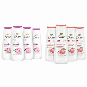 Dove Body Wash Renewing Peony Rose Oil and Rebalancing White Peach Rice Milk 4 Count 20 oz