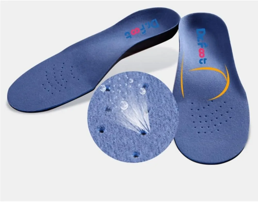 Dr. Foot Full Orthotics Shoe Insoles - Arch Support Inserts Correct Flat Feet, Over-Pronation, Fallen Arch (S - W6.5-8 | M5.5-7) Blue&Black
