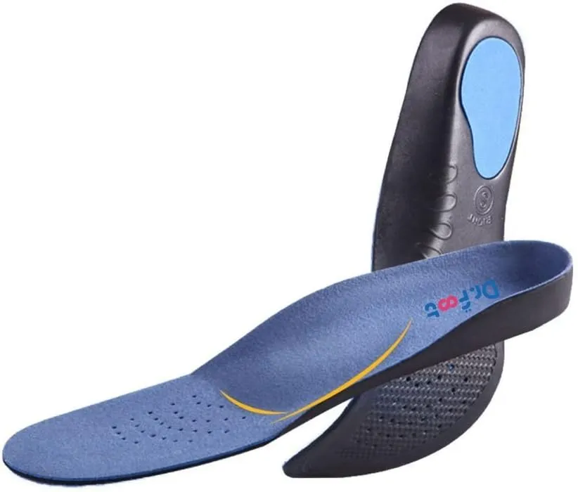 Dr. Foot Full Orthotics Shoe Insoles - Arch Support Inserts Correct Flat Feet, Over-Pronation, Fallen Arch (S - W6.5-8 | M5.5-7) Blue&Black