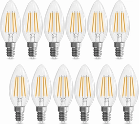 E12 Candelabra Bulb 40 watt, E12 LED Bulb Non-Dimmable Chandelier Light Bulbs, B10 Candle Light Bulbs 2700K Soft White, 90 CRI, 400LM, Cear Glass, 12 Pack