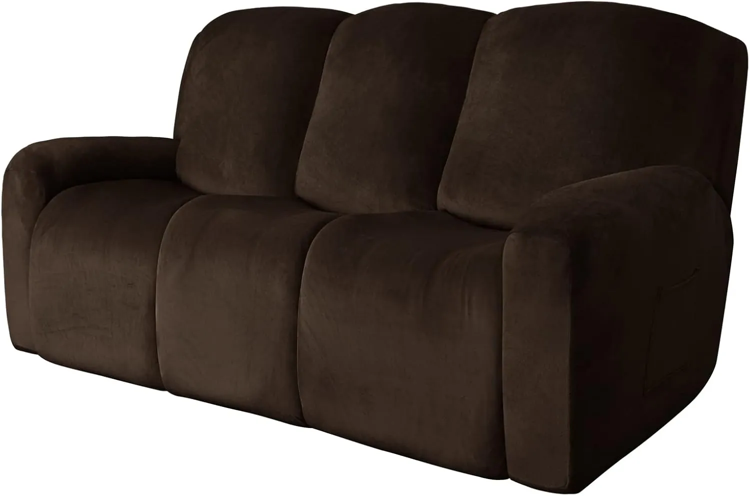 Easy-Going Velvet 8-Pieces Recliner Couch Covers Reclining Couch Covers for 3 Seat Recliner Sofa Slipcovers Thick Soft Washable (Sofa, Brown)