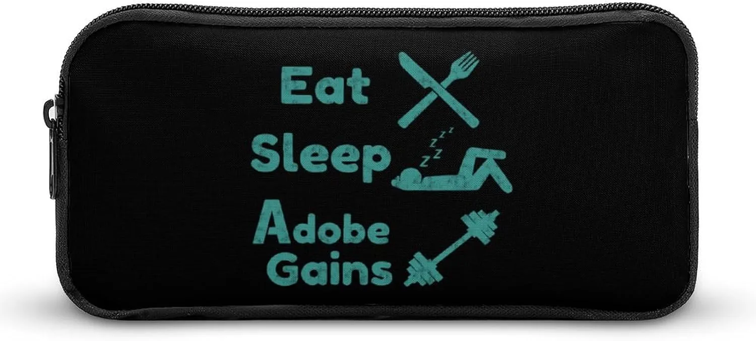 Eat Sleep Gains Repeat Cute Pencil Case Pencil Pouch Portable Pen Bag with Zip Stationary Supplies Travel Storage Bag