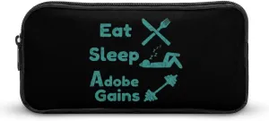 Eat Sleep Gains Repeat Cute Pencil Case Pencil Pouch Portable Pen Bag with Zip Stationary Supplies Travel Storage Bag