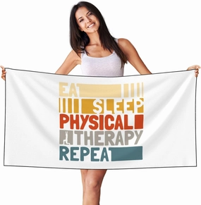 Eat Sleep Physical Therapy Large Beach Towel 27.5x55 Inches - Ultra Soft & Quick Dry, Lightweight Sand Towel for Pool, Travel, Summer | Bath Towel for Adults & Family