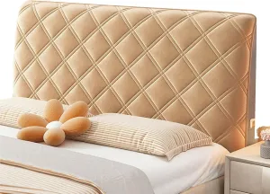 EFELIM Velvet Bed Headboard Slipcover for Queen Full Twin Cal King Size Beds, Quilted Bed Headboard Cover Upholstered Dustproof Protector Cover (Champagne,160cm/63in)