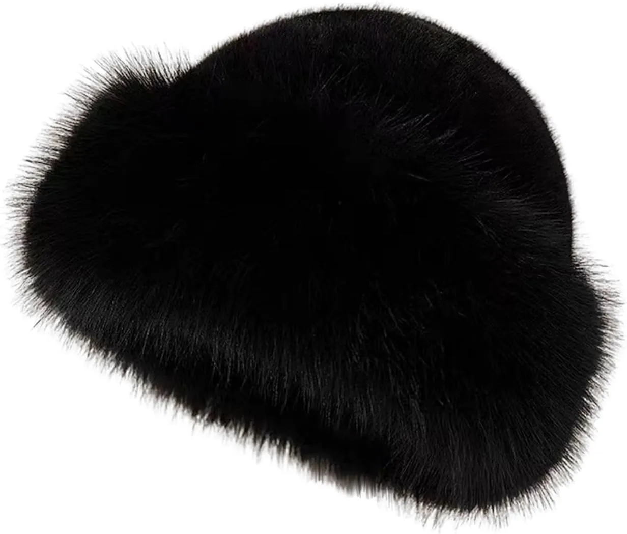 Eforcase 2PCS Women Winter Fuzzy Bucket Hat Warm Faux Fur Fluffy Hat Fisherman Cap Russian Cossack Style Hat for Cold Weather