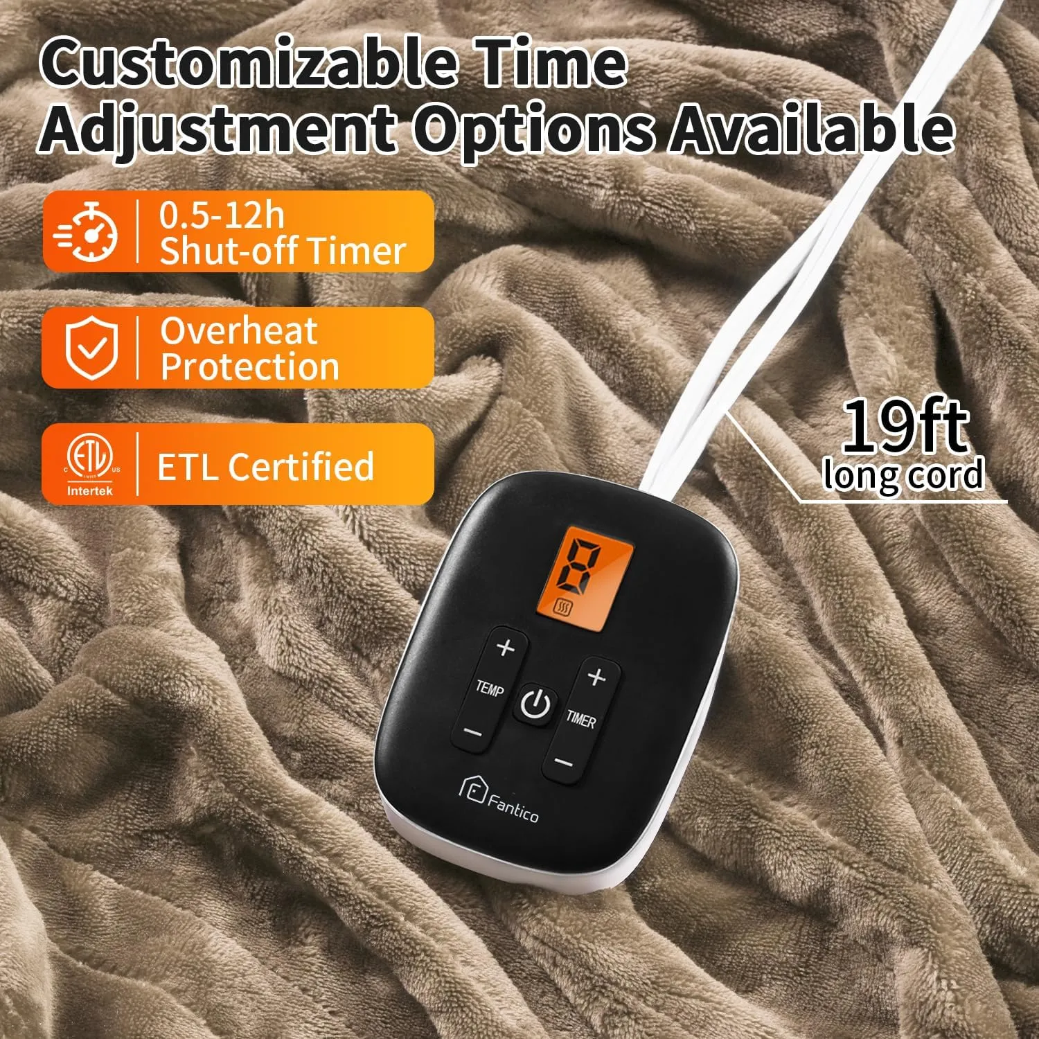 Electric Blanket Full Size, 77"x84" Heated Blankets with 10 Heat Settings & 0.5-12 Hours Adjustable Timer, Velvet Reversible Super Cozy, Overheat Protection, ETL Certified, Machine Washable