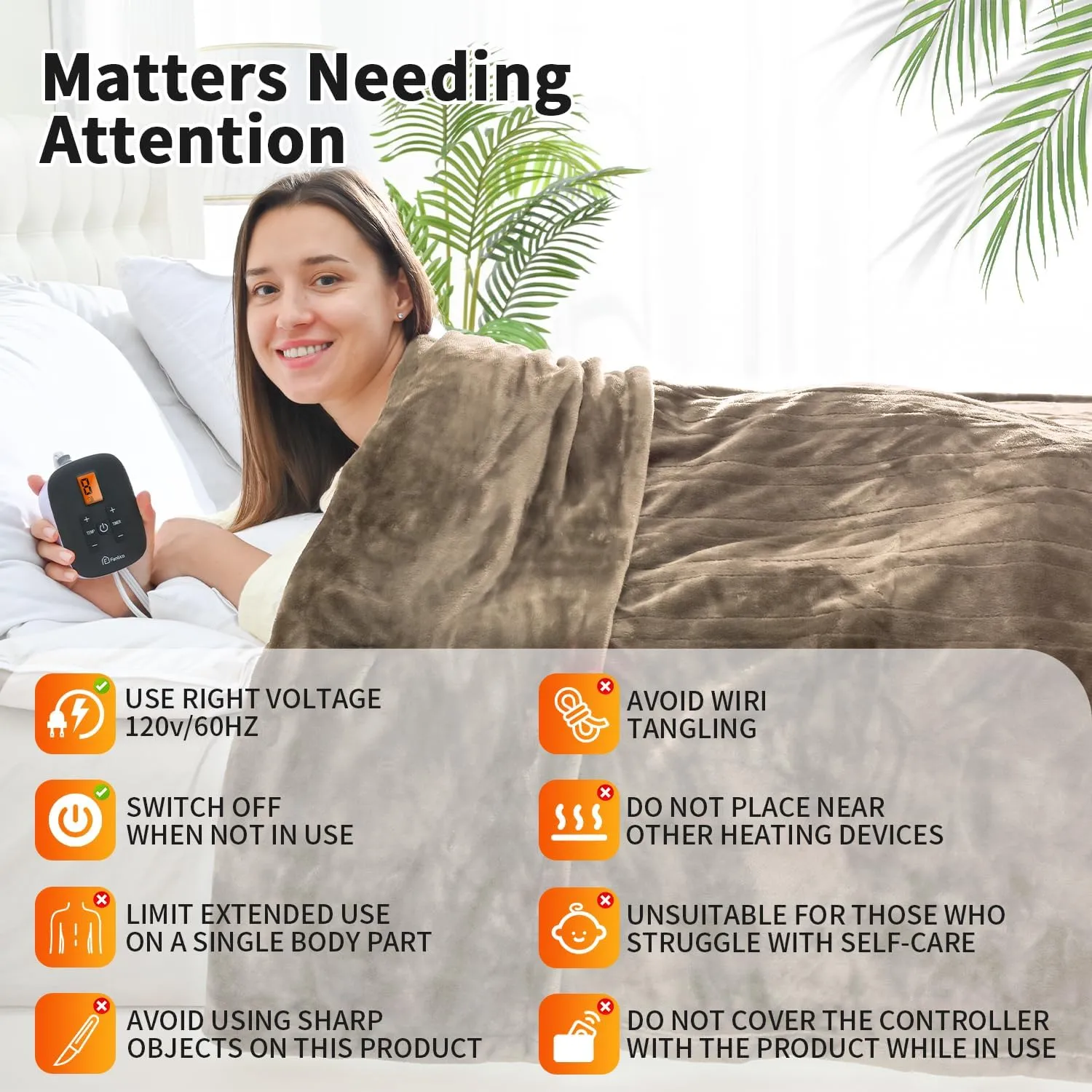 Electric Blanket Full Size, 77"x84" Heated Blankets with 10 Heat Settings & 0.5-12 Hours Adjustable Timer, Velvet Reversible Super Cozy, Overheat Protection, ETL Certified, Machine Washable
