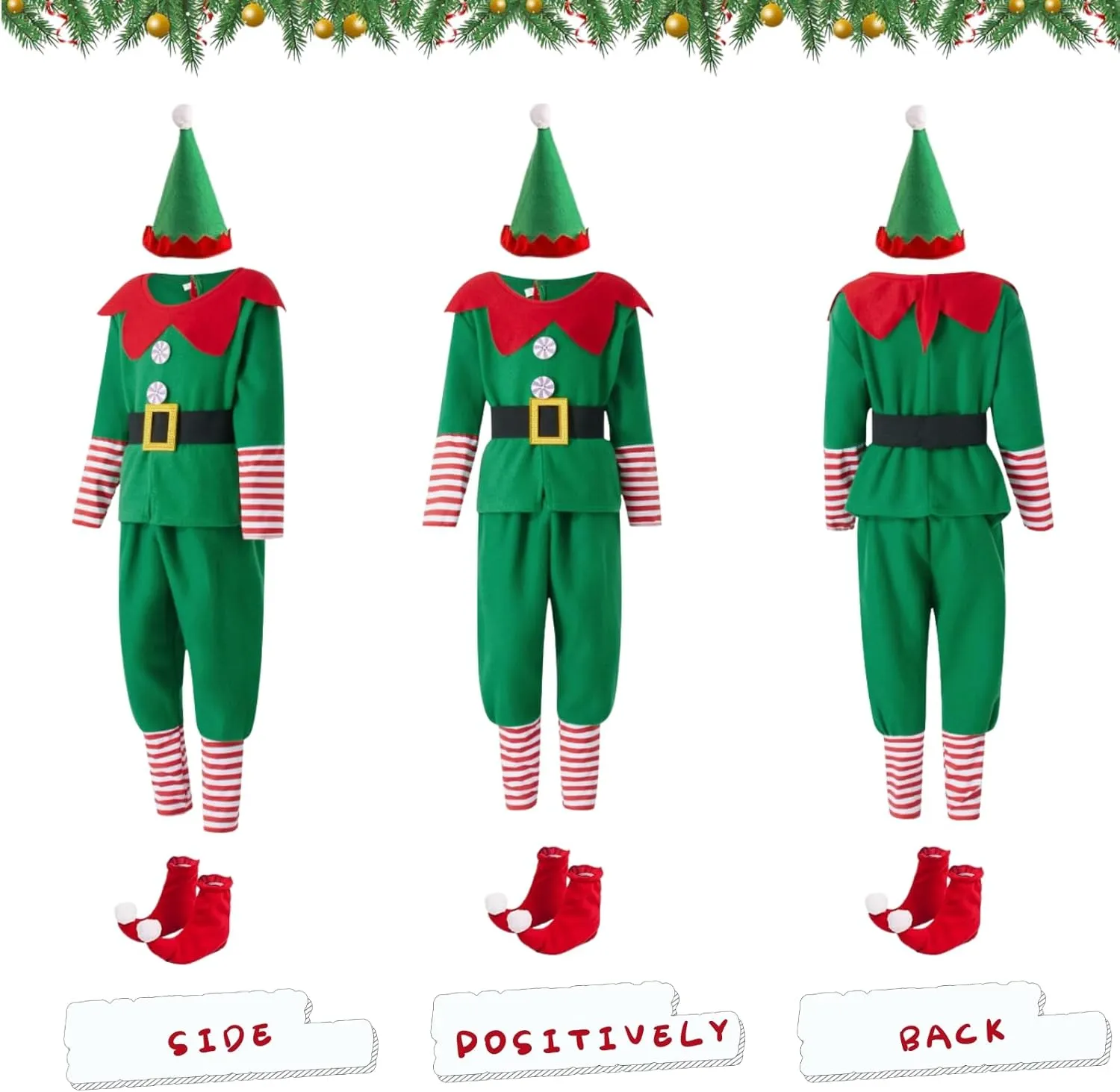 Elf Costume for Kids,Christmas Elf Outfit for kids,Velvet Dress Up Santa's Helper Costume Xmas Festive Outfit