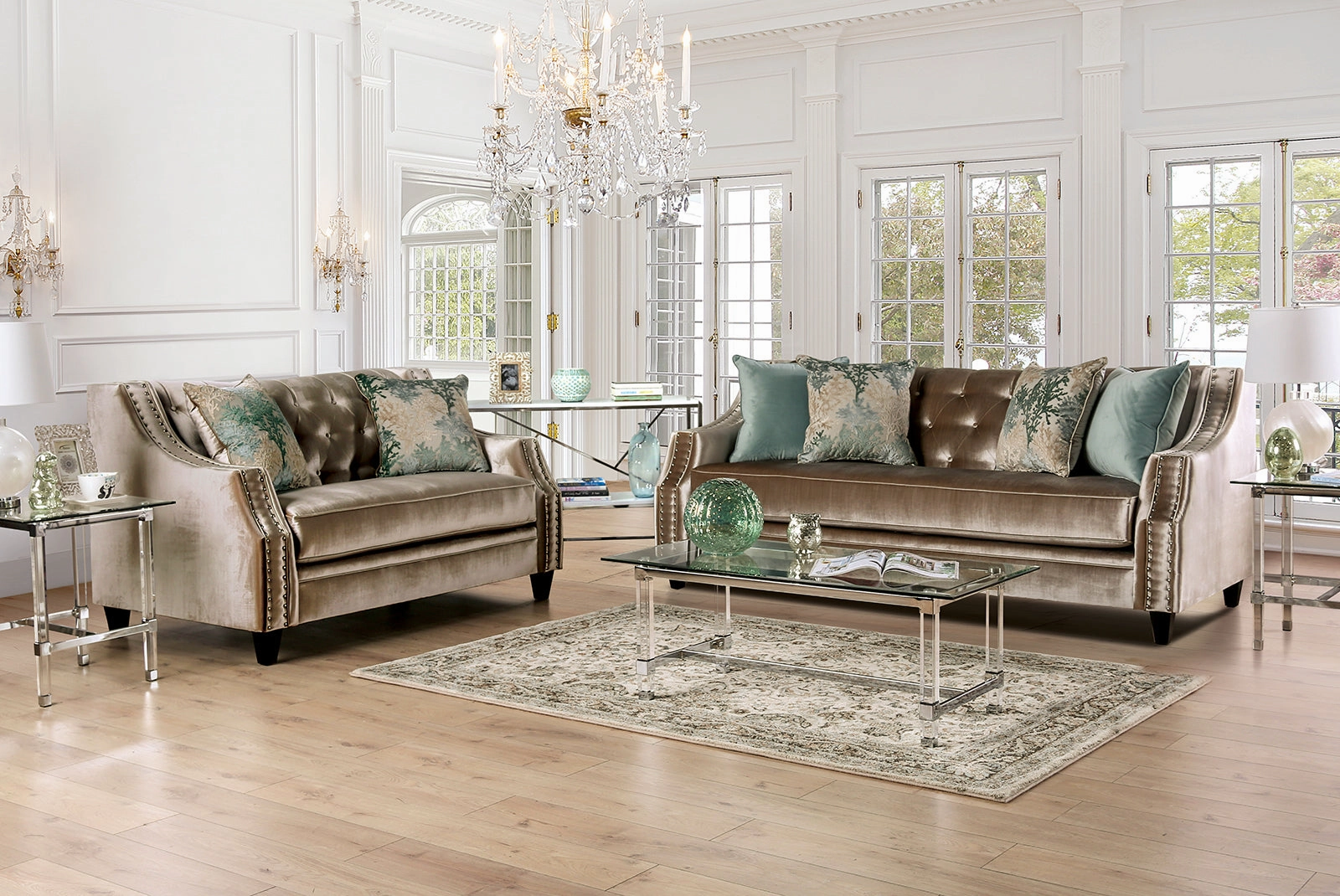 Elicia Champagne/Turquoise Sofa