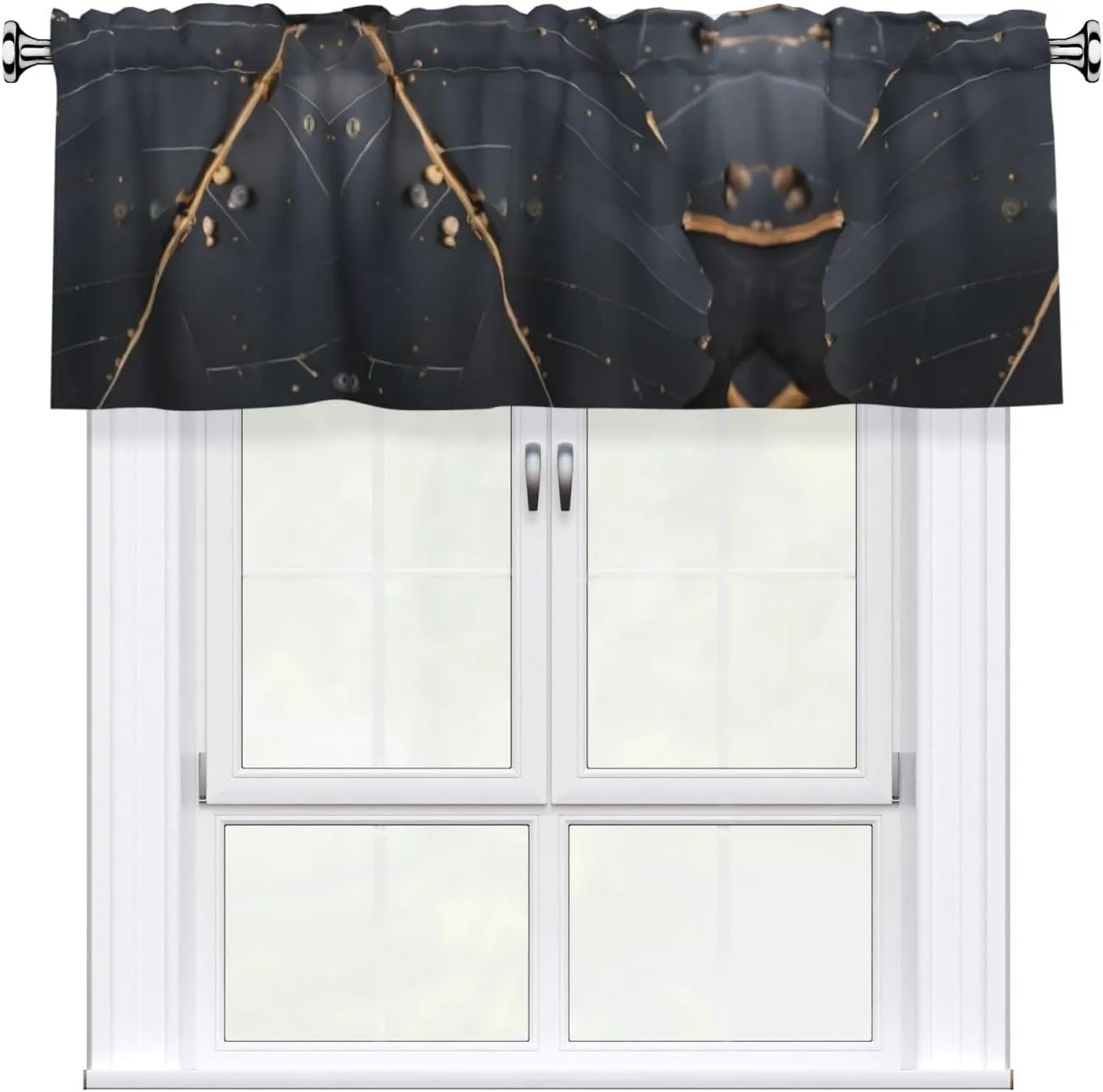 Enchanted Plant Leaves Print Light Filtering Valance Curtain 54x18, Rod Pocket Short Window Panel for Kitchen, Bath