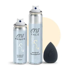 ERA Beauty Essentials Airbrush Makeup Collection (Era Face spray on Foundation - Y1 Vanilla   Era Primer   Sponge)