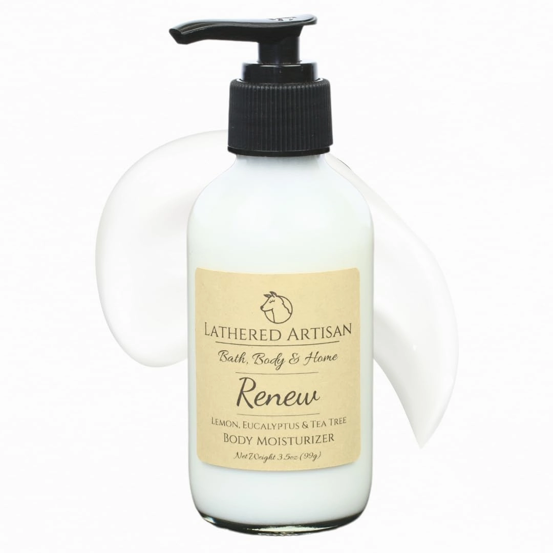 Eucalyptus, Lemon, Tea Tree | Renew | 100% Natural, Essential Oil Scented | Lightweight Aloe Vera Plant-Based Body Lotion, Moisturizer | Moisturizing, Hydrating, Soothing | All Skin Types (Renew)
