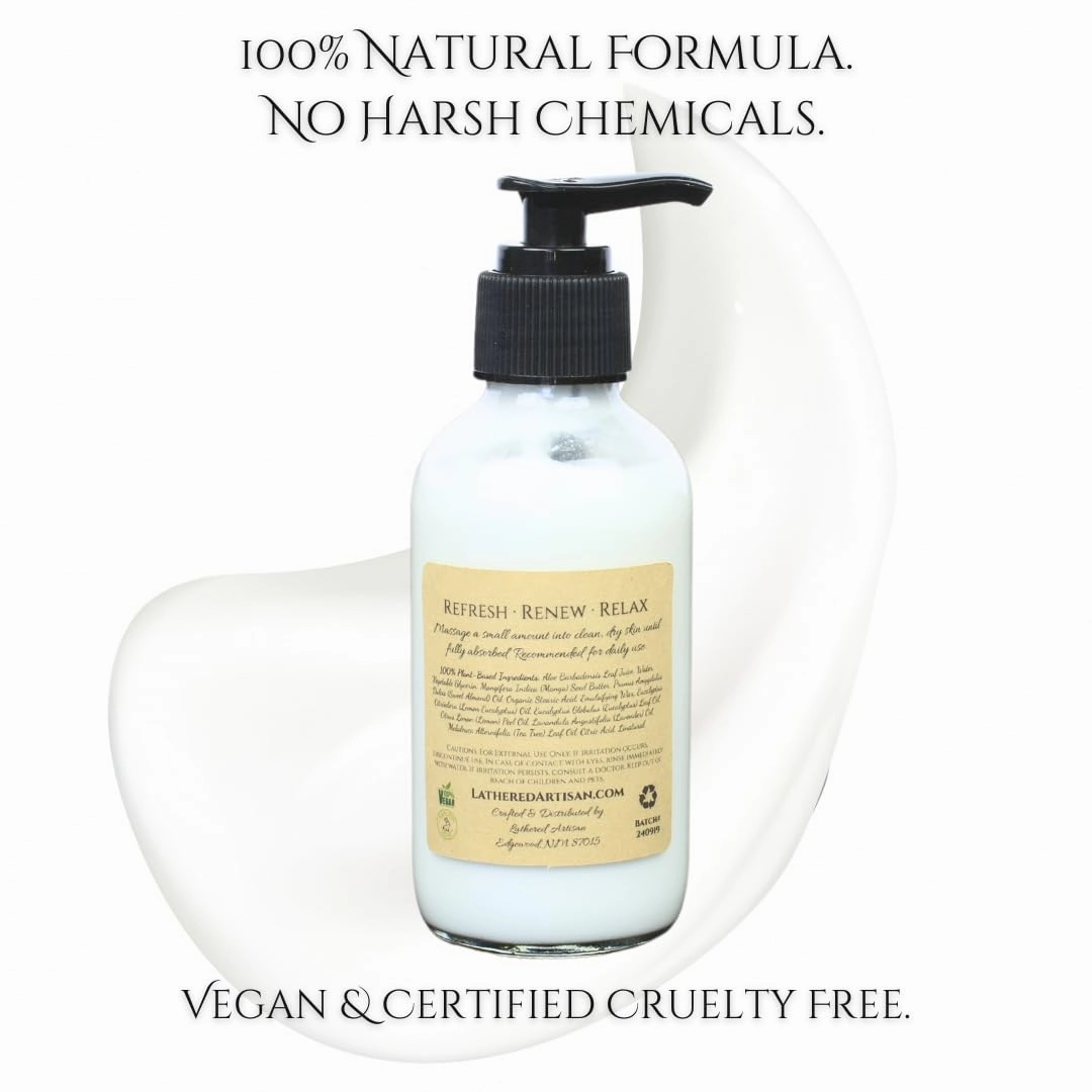 Eucalyptus, Lemon, Tea Tree | Renew | 100% Natural, Essential Oil Scented | Lightweight Aloe Vera Plant-Based Body Lotion, Moisturizer | Moisturizing, Hydrating, Soothing | All Skin Types (Renew)