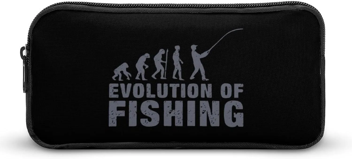 Evolution Fishing Pencil Case Makeup Bag Easy to Clean Portable Pencil Pouch Office Organizer