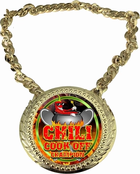 Express Medals Chili Cookoff Cooking Champ Chain Trophy Award with a Center Plaque Plate Measuring 6 by 5.25 Inches and Includes a 34 Inch Chain with Black Velvet Presentation Bag.
