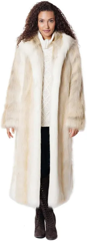 Fabulous-Furs Donna Salyers Smokey Fox Hooded Full-Length Faux Fur Coat