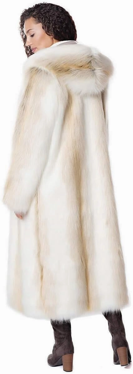 Fabulous-Furs Donna Salyers Smokey Fox Hooded Full-Length Faux Fur Coat