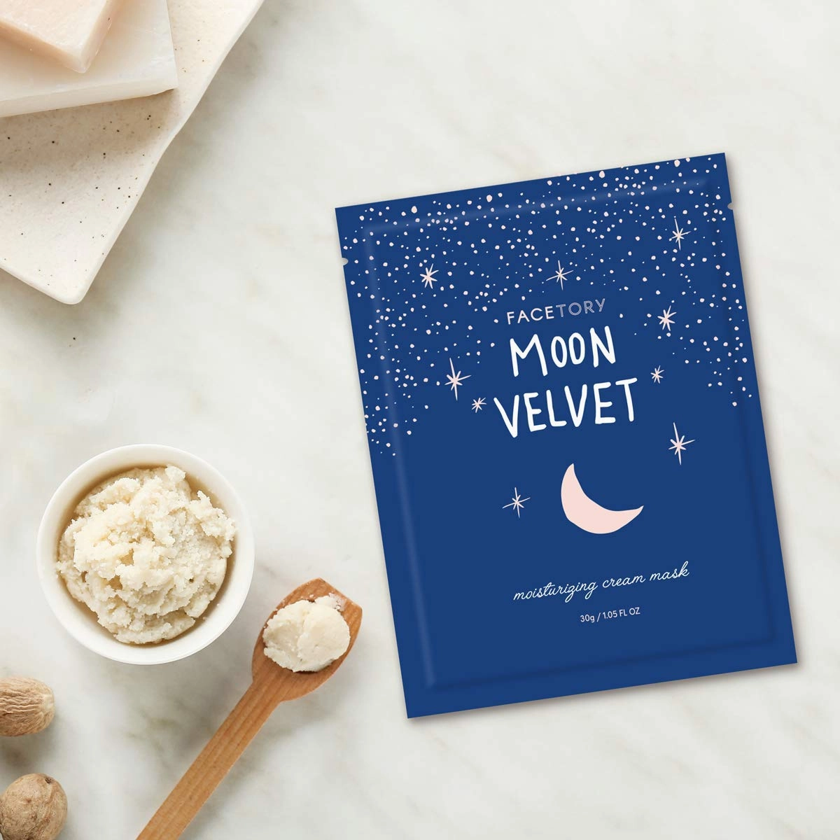 FACETORY K Beauty Face Mask Skin Care - MOON VELVET MOISTURIZING Sheet Mask with Sodium Hyaluronate & Shea Butter Cream | Moisturizing Cream Mask (10 Pack)