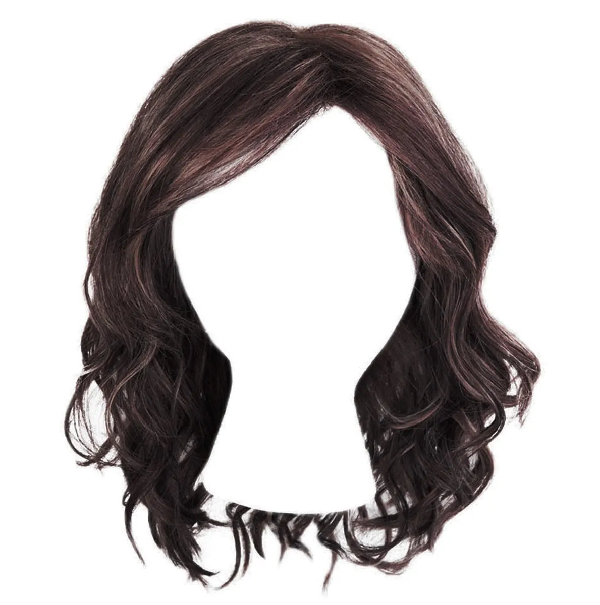 Fancy Chic Mid-Lenth Layered Tousled Bob Wig by Hairuwear, Average Cap - Dark Brown
