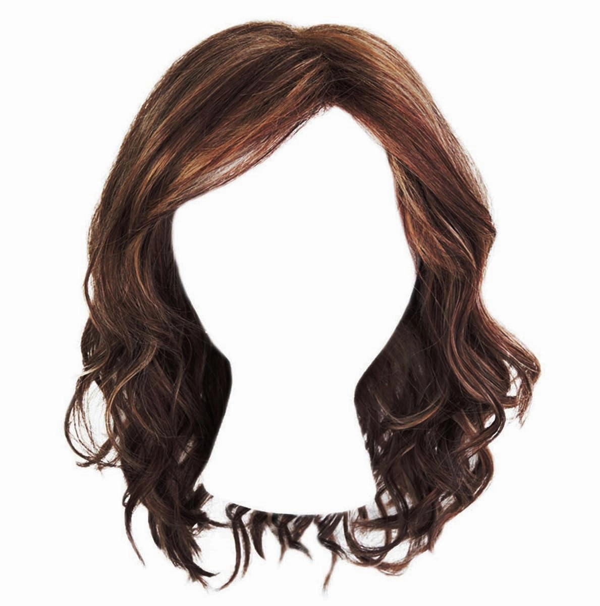 Fancy Chic Mid-Lenth Layered Tousled Bob Wig by Hairuwear, Average Cap - Medium Brown