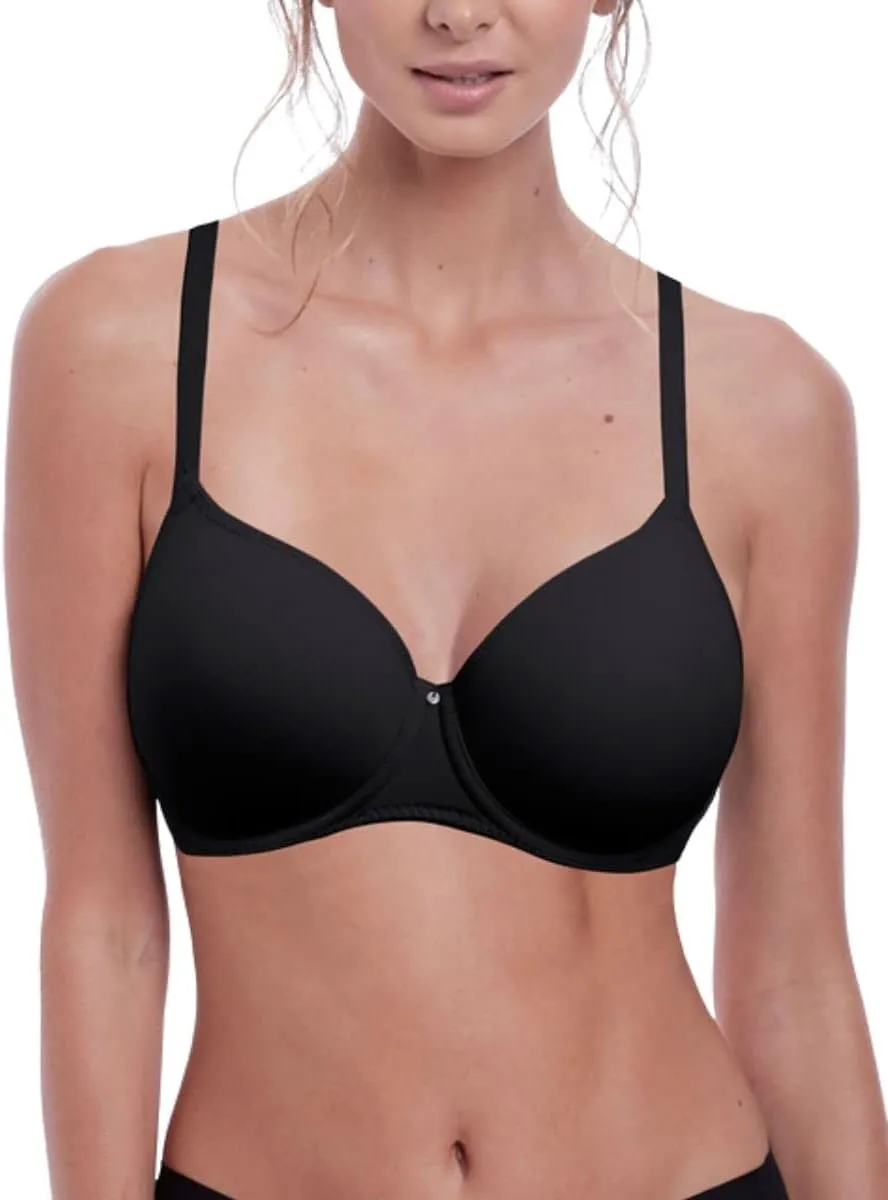 Fantasie Aura Seamless Molded T-Shirt Underwire Bra, 38DD, Black