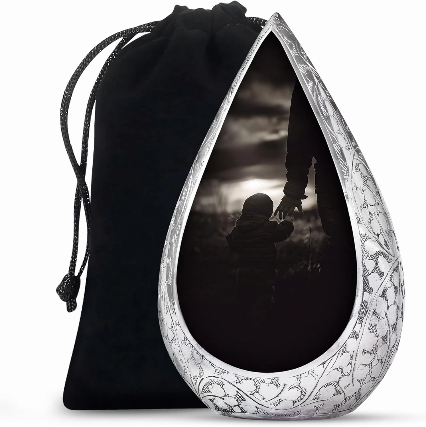 Father Love Adult Urns for Human Ashes Men and Women - Large Drop Funeral Urn for Human Ashes - Cremation Urns for Burial and Memorial with Velvet Bag, 10 Inch