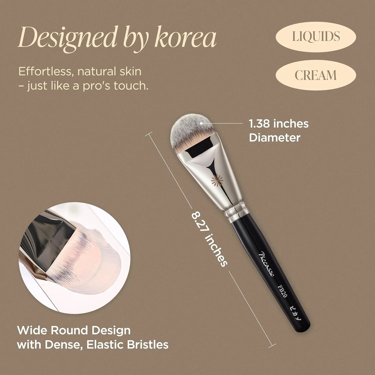 FB20 Foundation Brush – Flat Makeup Brush for Liquid & Cream Foundation, Soft Synthetic Bristles for Seamless and High-Coverage Face Makeup, Professional Korean Beauty Tool for Daily Use