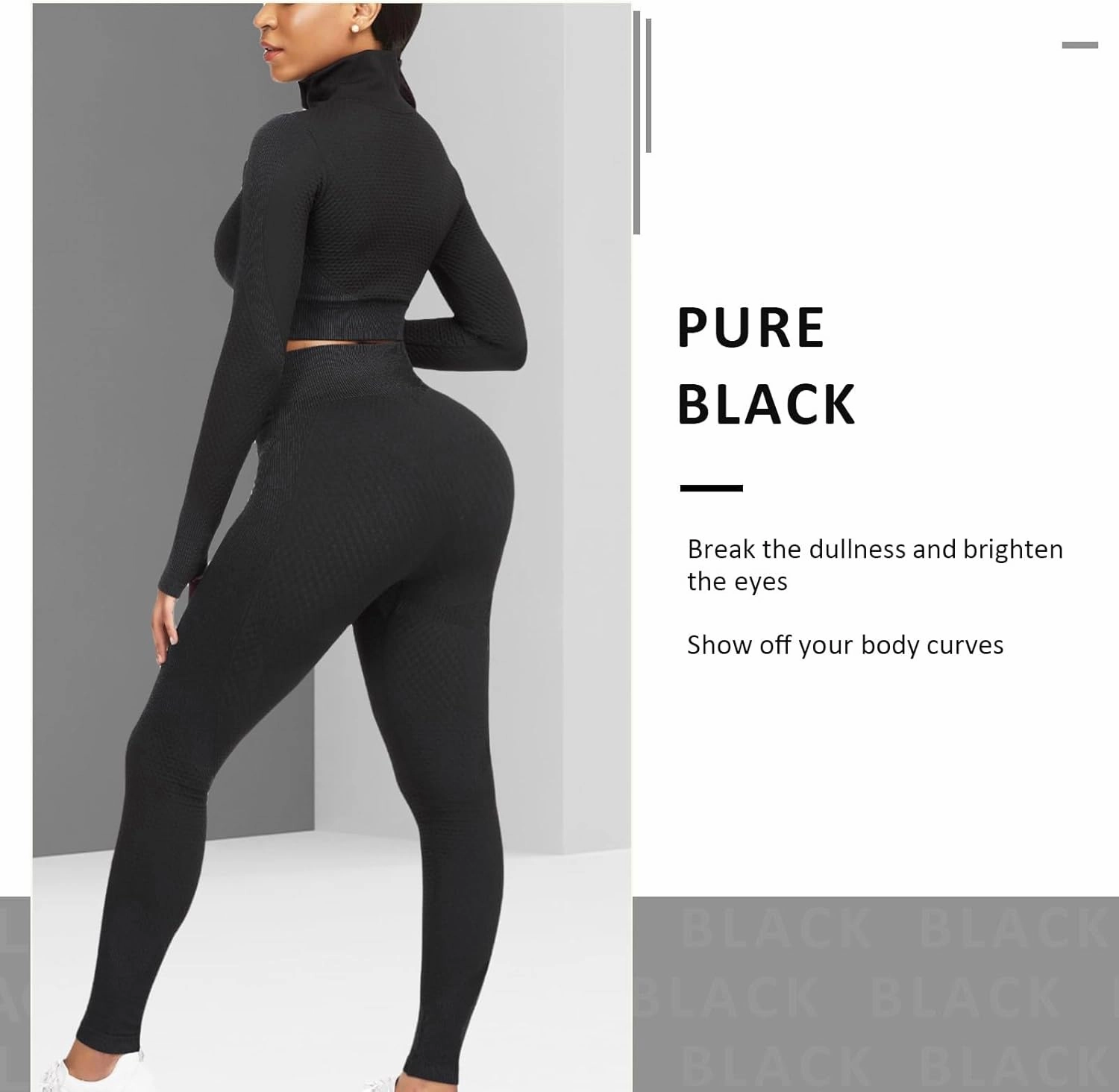 FeelinGirl Workout Sets for Women-2 Piece Seamless Yoga Outfit High Waist Leggings Crop Top Gym Sets