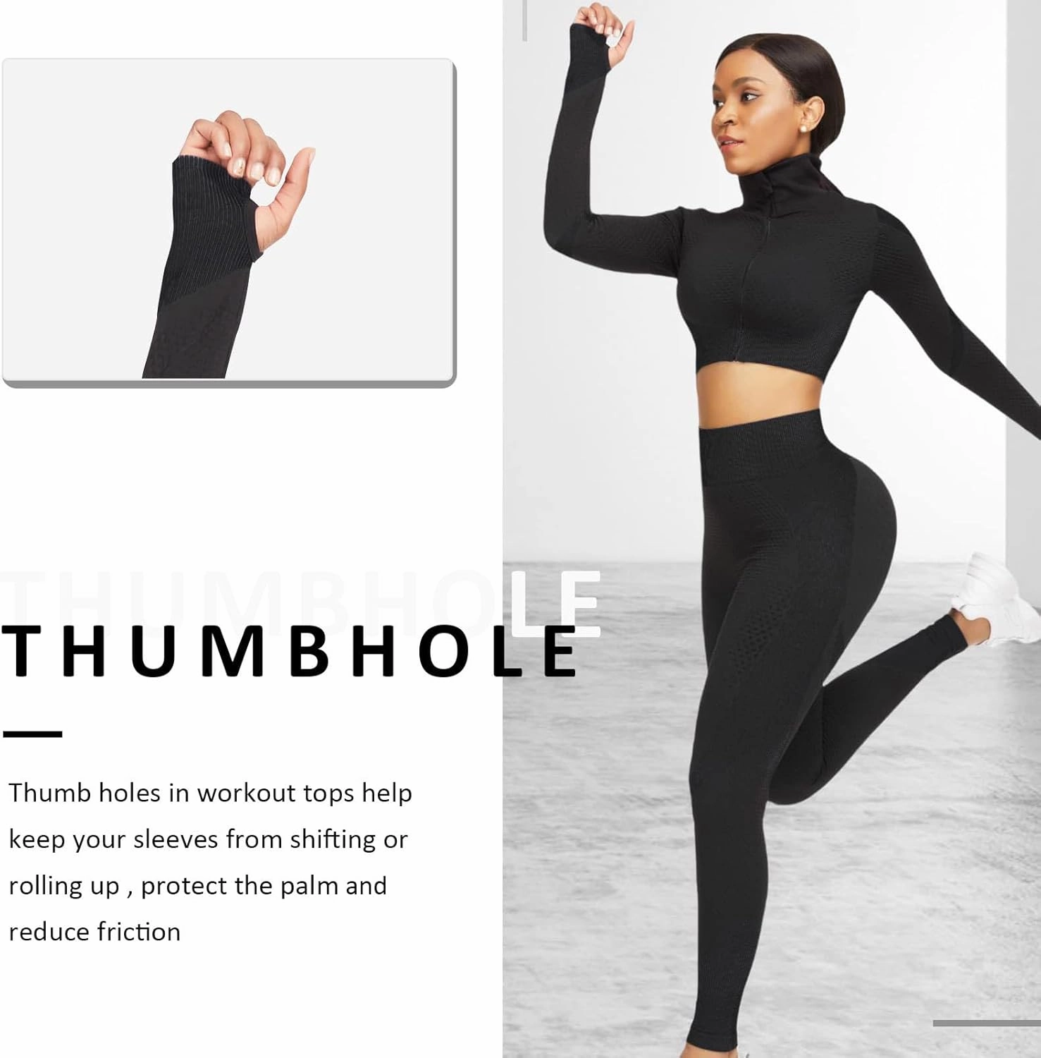 FeelinGirl Workout Sets for Women-2 Piece Seamless Yoga Outfit High Waist Leggings Crop Top Gym Sets