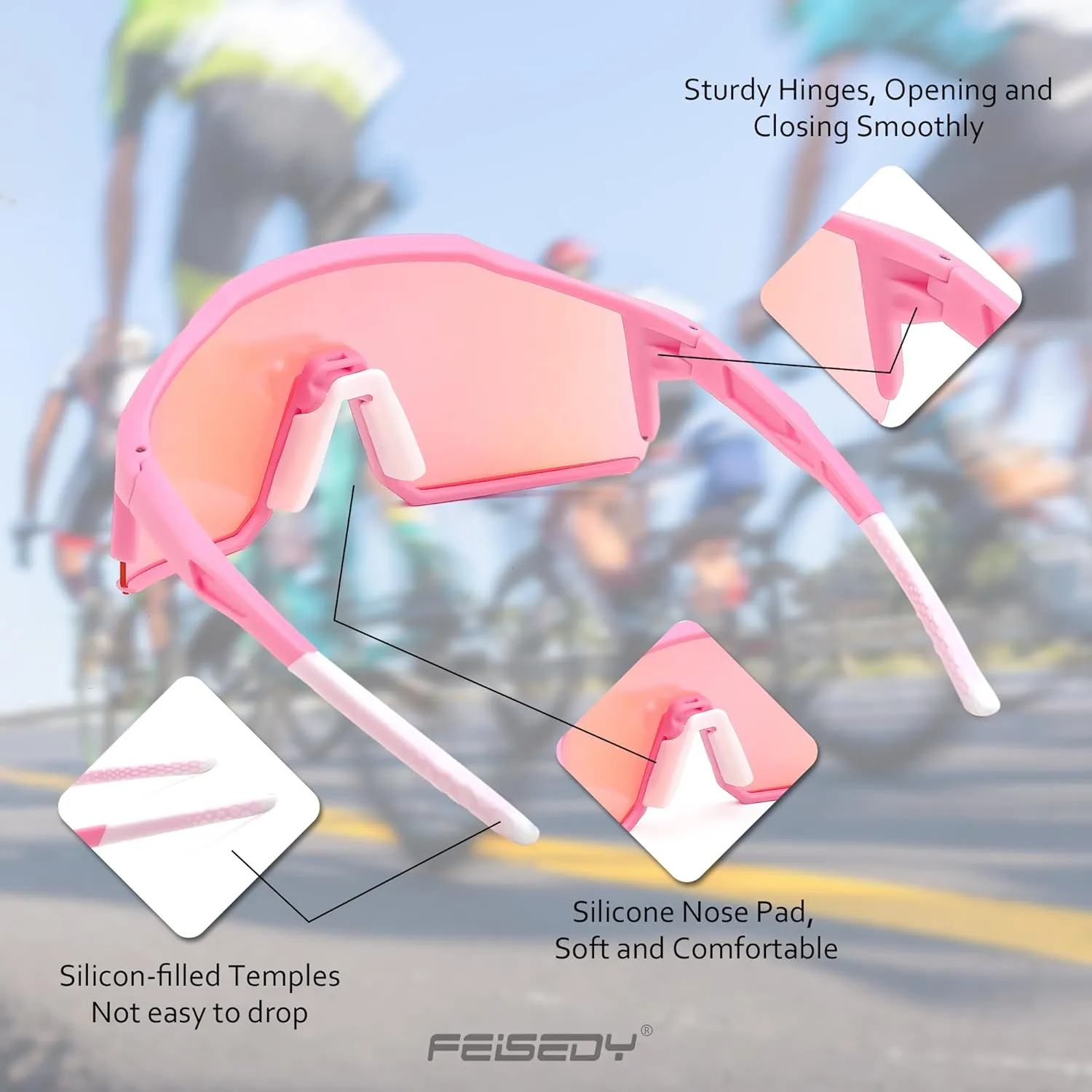 FEISEDY Sports Sunglasses Wraparound 80s Visor Men Women Outdoor Shield Baseball Sunglasses B4125
