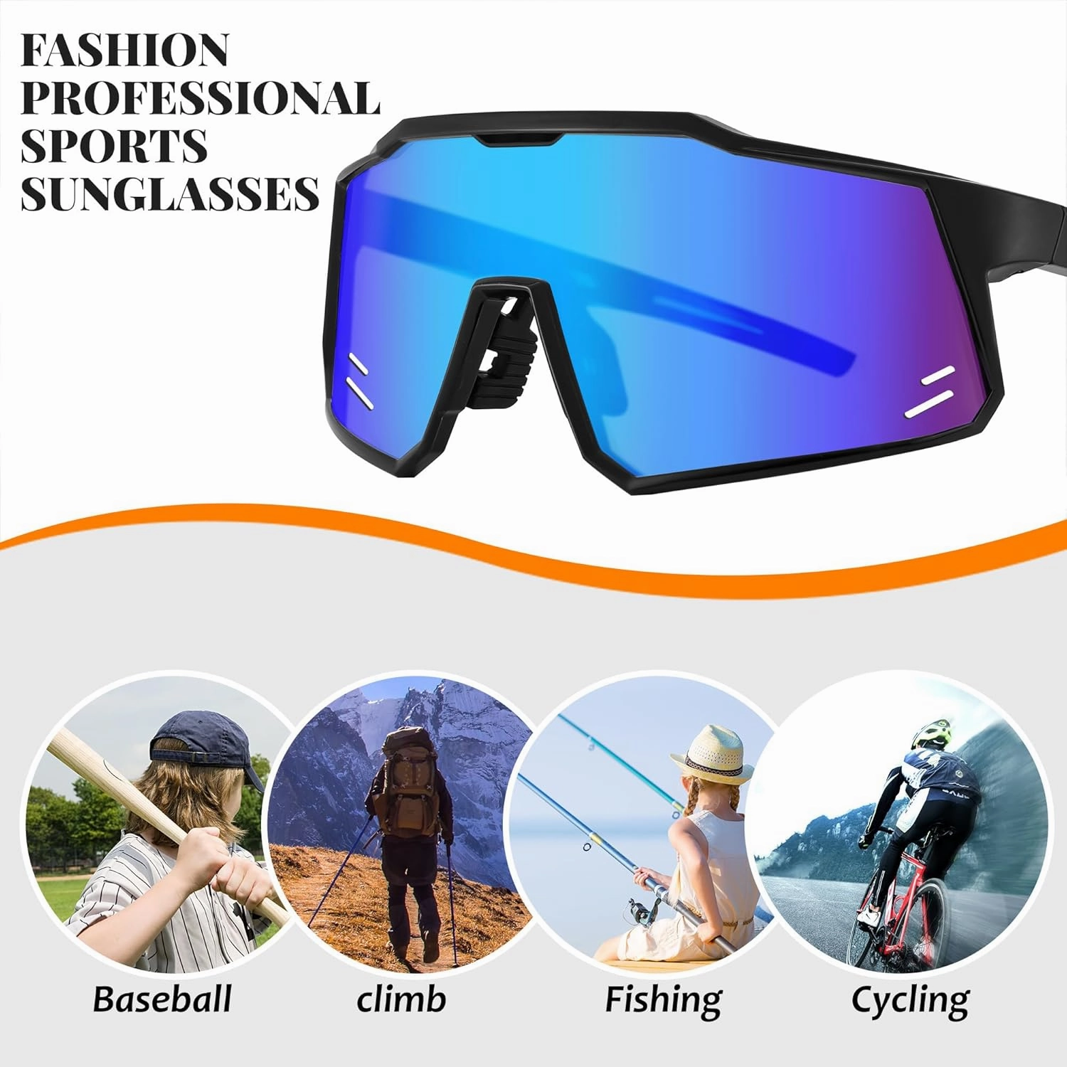 FEISEDY Sports Sunglasses Wraparound 80s Visor Men Women Outdoor Shield Baseball Sunglasses B4125