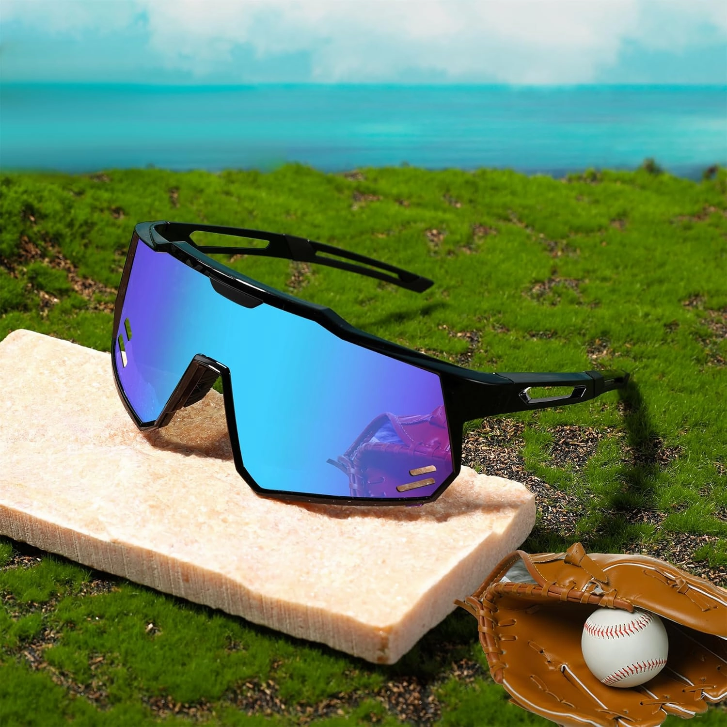 FEISEDY Sports Sunglasses Wraparound 80s Visor Men Women Outdoor Shield Baseball Sunglasses B4125