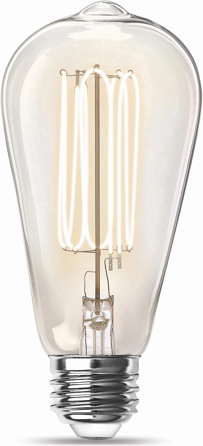 Feit Electric ST19 Vintage Edison LED Light Bulb, 40W Equivalent, Dimmable, 2700K Soft White, E26 Base, Clear Glass Thin Filament Lighting Bulbs, 15,000-Hour Lifetime, ST1940/927CATFIL/2, 2 Pack