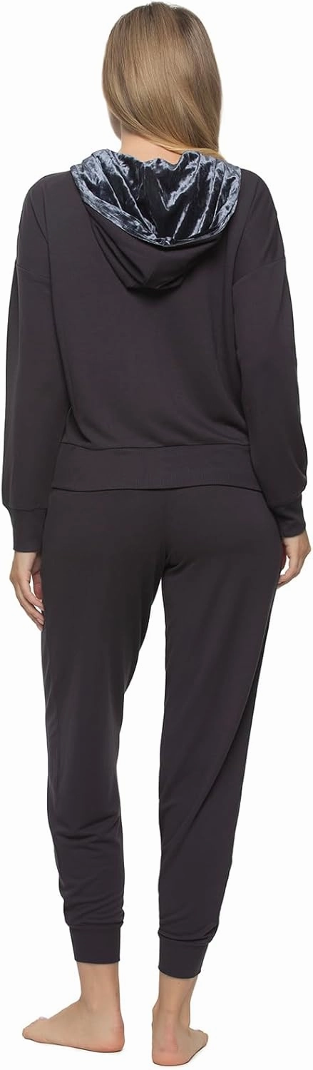 Felina - Aria 2-Piece Zip-Up Top & Jogger Lounge Set - French Terry with Velvet Trim Loungewear