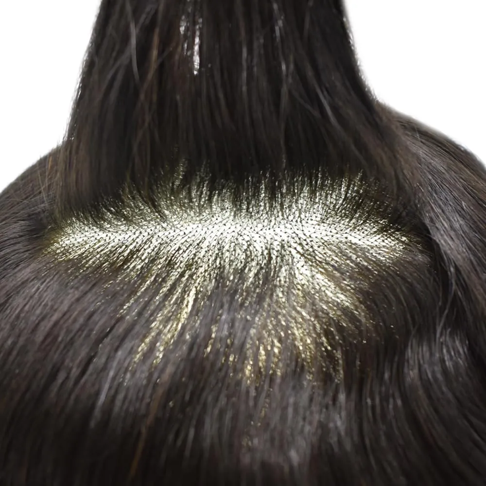 Fine Mono Mens Hair System Pu Around Mens Toupee Hair Replacement for Men Soft Human Hair Piece (7"X9", #22R Light Blonde)
