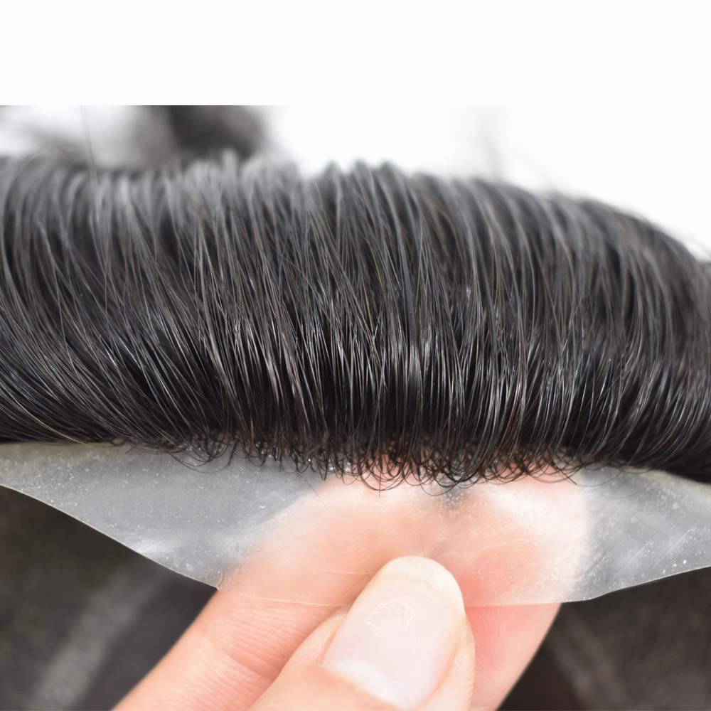 Fine Mono Mens Hair System Pu Around Mens Toupee Hair Replacement for Men Soft Human Hair Piece (7"X9", #17 Dark Ash Blodne)