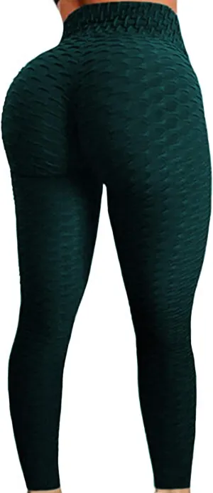 FITTOO Womens High Waist Textured Workout Leggings Booty Scrunch Yoga Pants Slimming Ruched Tights