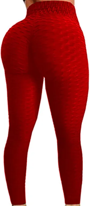FITTOO Womens High Waist Textured Workout Leggings Booty Scrunch Yoga Pants Slimming Ruched Tights